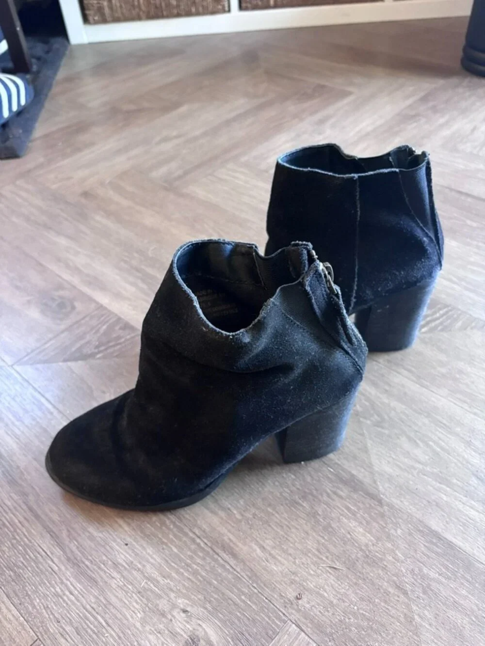 Black Cow Hide Ankle High Heel Booties
